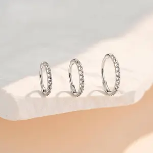 OUFER BODY JEWELRY Unisex 20G AAAAA+ Grade Upside Down CZ Nosering, 316L Stainless Steel Secure-Fit Hoop Piercing, Nostril Use, Daily Wear, 6mm-8mm Inner Diameter Multi-Size