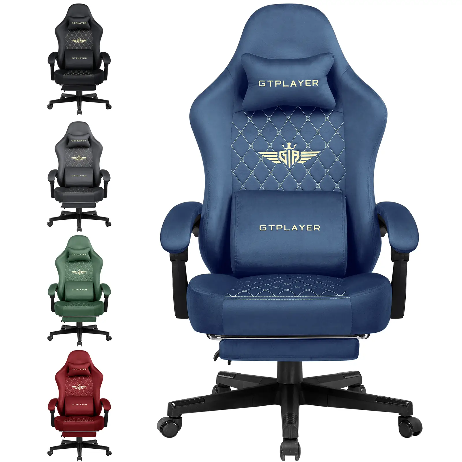 GTPLAYER Gaming Chair Fabric with Pocket Spring Cushion, High Back Computer Office Chair with Headrest & Lumbar Support, Ergonomic Video Swivel Chair