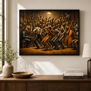Vintage Jazz Club Wall Art Poster, Harlem Swing Dance Music Print, Retro Blues Lounge Decor, Framed Music Room Artwork
