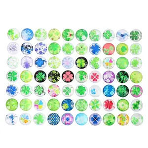 1 pack Lucky Charm Glass Stones patch 120 pcs Four-Leaf Clover Flatback Glass Cabochons DIY Glass Cabochons Craft Accessories for Pendants, Home Decoration Fashion Accessories