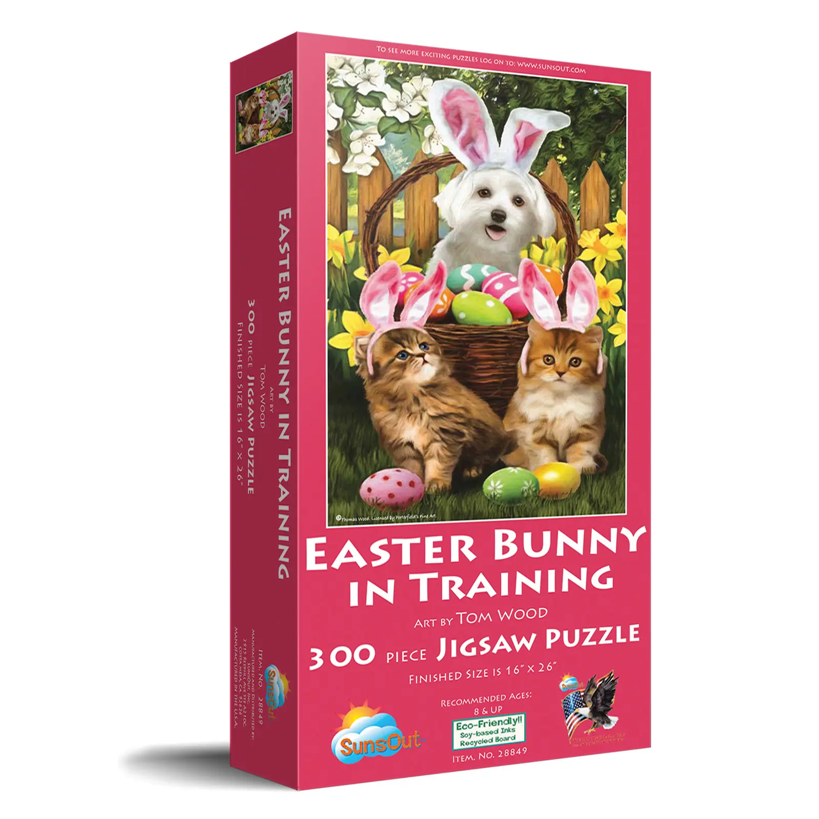 SunsOut Easter Bunny in Training 300 piece Jigsaw Puzzle for Adults 16" x 26" Holidays