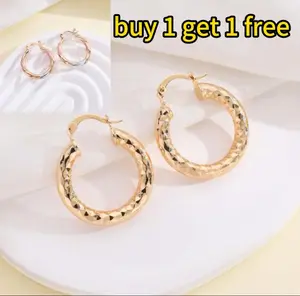Women's Twisted Huggie Hoop Earrings 14K Gold Plated for Girls - Buy 1 Get 1, Lightweight Design