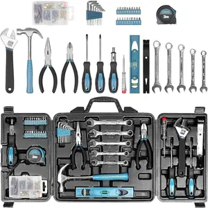 Tool Kit for Home, 144 Piece Hand Tool Set with Storage Box, General Basic Repair Tool Set with Hammer, Pliers, Wrenches, Voltage Tester, Measure Tape, Screwdriver BitsQuesear