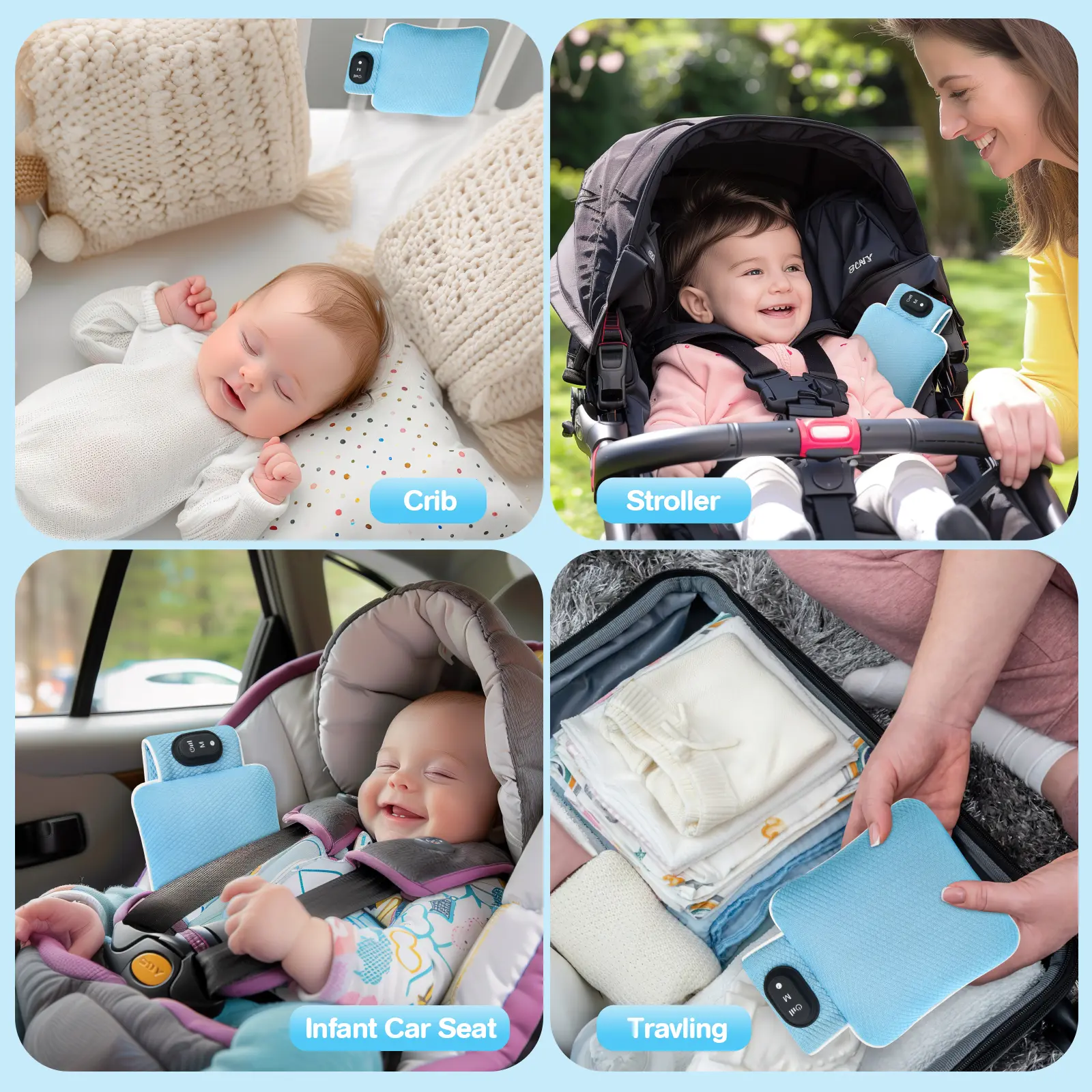 Snovvi Baby Sleep Soother Pad: 3 Vibration Modes, USB-C Charging, Portable&  Safe for Newborns & Toddlers, Cribs & Bassinets, Ideal for Travel