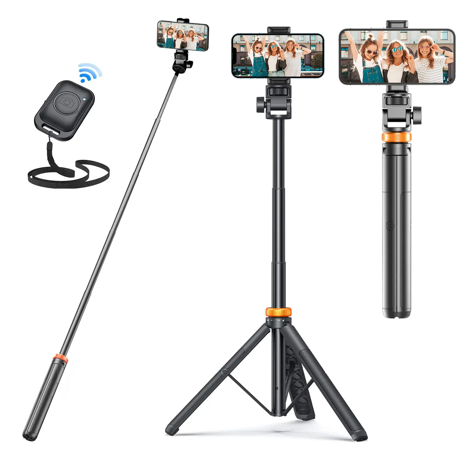 61" Extendable Mobile Phone Tripod & Selfie Stick with Wireless Remote Control, Upgraded Aluminum Stable Stand, Photography Accessory Compatible with iPhone 17/16/15/14/13 & Android Smartphones, Portable Travel Tripod,summerwins