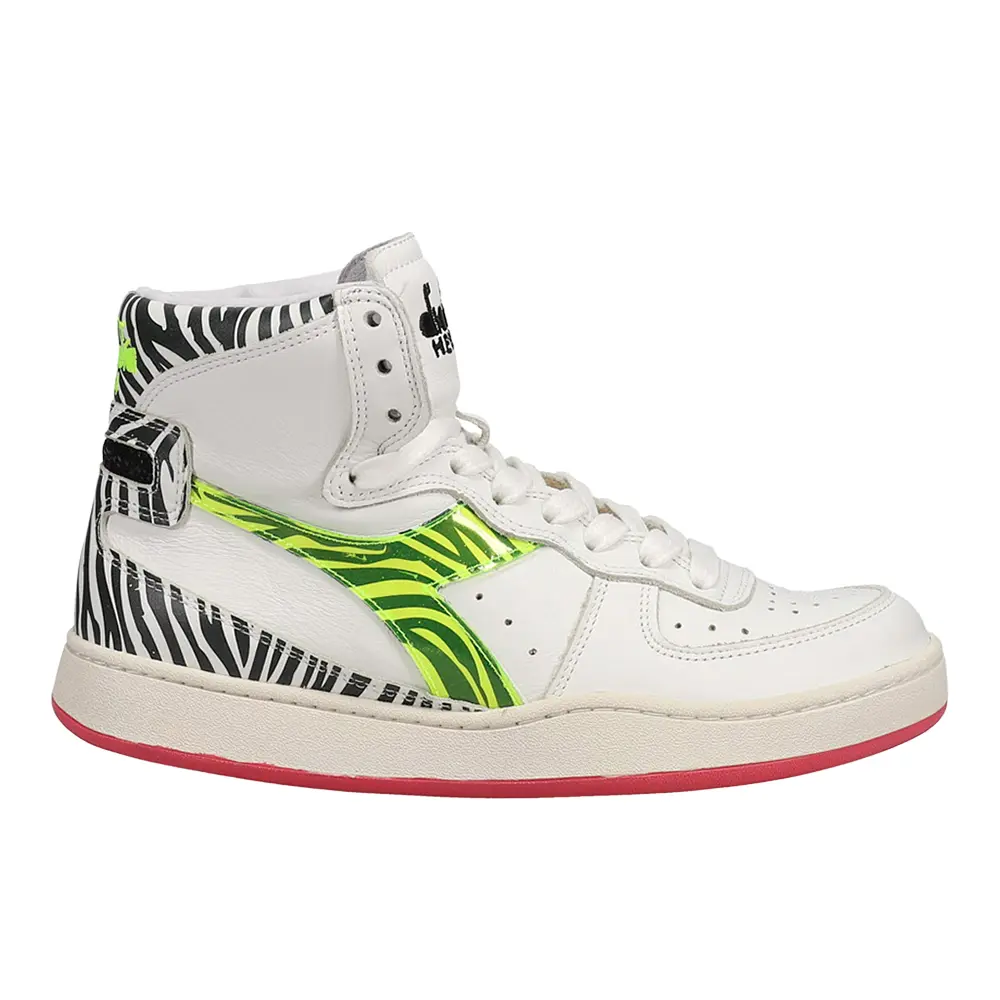 diadora Womens Mi Basket H Animalier Zebra High  Sneakers Shoes Casual - White