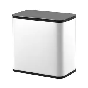 Garvee 1.3 Gallon Slim Hanging Trash Can with Lid, Stainless Steel Garbage Bin Featuring Inner Bucket and Charcoal Filter for Odor Control