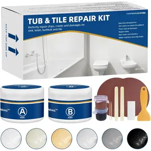 Tub and Fiberglass Shower Repair Kit White, 3.7oz Porcelain Tile Repair Kit, Porcelain Sink and  Bathtub Repair Kit for Cracks Chips  Holes Almond/Biscuit/