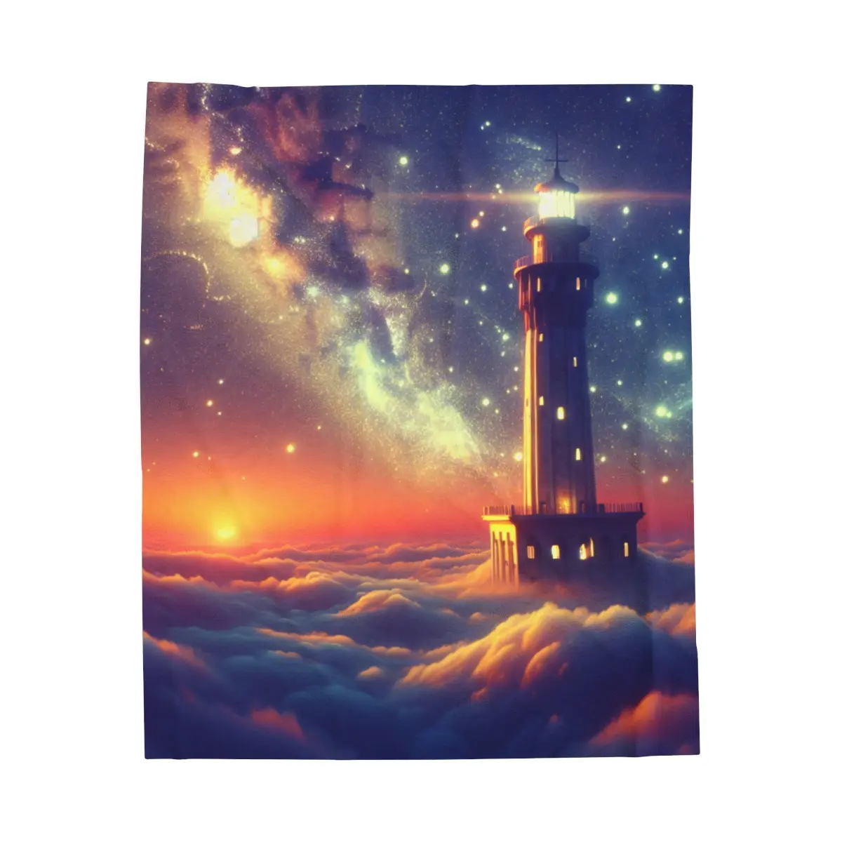 Celestial Beacon Above the Clouds- Plush Blanket