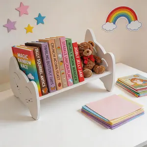 Children's Bookshelf Mini Desktop Bookshelf with Inclidned Shelf for Desk Tabletop Bookshelf and Storage Rack for Living Room/Office/Home