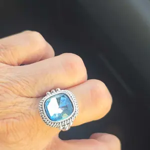 Vintage Elegant Synthetic Aquamarine Blue Cubic Zirconia Ring Charm Women Silvery Birthstone Ring Wedding Engagement Proposal Promise Ring The Best Choice for Wearing At A Dinner Party