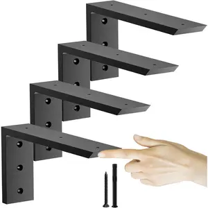 12 Inch 4 Pack 3/8" Thick Countertop Support Brackets, Premium Heavy Duty 12"x6"x2.5" L Brackets for Granite Quartz Wood Concrete Laminate Countertops Shelf Mantel Corbels