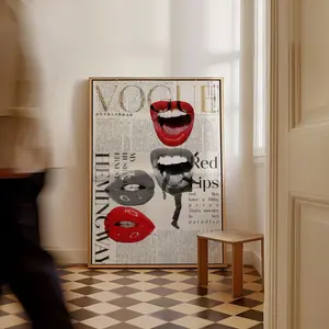 Vogue Poster for Bedroom Wall Art Red Entryway Decor Vintage Print Living Room Decor for Girls Red Lips Poster Vogue Magazine Print Retro POSTER