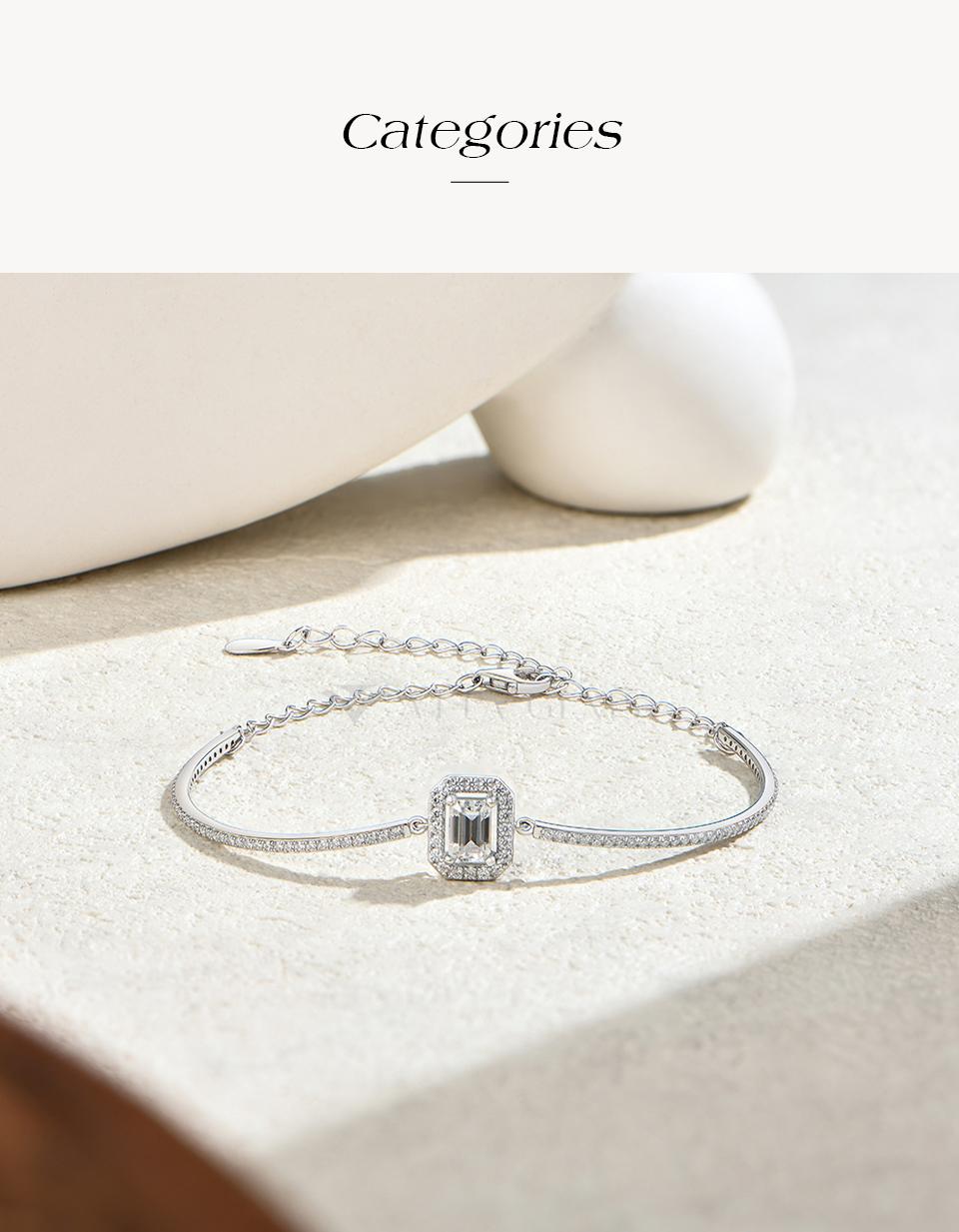 ATTAGEMS 0.6ct Octagon Cut D Color VVS1 Lab-Grown Moissanite Bracelet for Women Dating Anniversary Wedding Gift High Quality Trendy Fine Jewelry B076