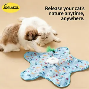 Interactive Cat Toys Rechargeable,Moving Concealed Feathers,Real Mouse Squeaky,Touch Activated Cat Kitten Toy Exercise Toys for Indoor Bored Adult Cats