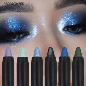 6pcs/set High-gloss Eyeshadow Stick, Shiny Effect, Blue-green Eyeshadow, Long-lasting, Non-smudged, Eye Makeup, Glitter Eyeshadow Stick
