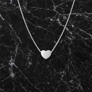 Minimalist Heart Pendant Necklace for Women, Stainless Steel Love Heart Chain Necklace, Simple Cute Jewelry Gift