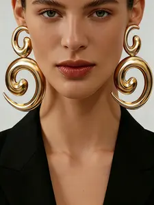 Elegant Spiral Metal Earrings, Fashionable Large Ear Cuffs, Simple Cool Accessory, Perfect for Stylish, Trendy Jewelry Gift Idea