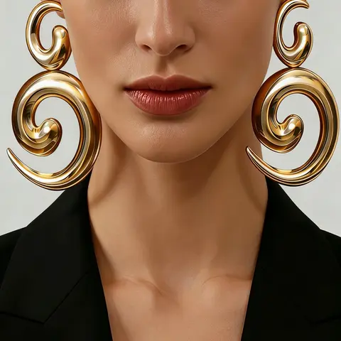 Elegant Spiral Metal Unique Design Earrings, Fashionable Large Ear Cuffs, Simple Cool Accessory, Perfect for Stylish, Trendy Jewelry Gift Idea, Fall Trendy Jewelry, Fashionable Jewelry Accessories