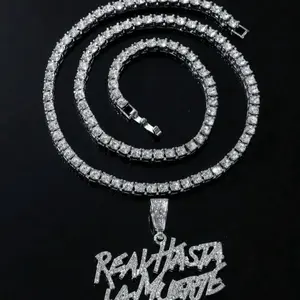 RHLM Chain Rhinestone Pendant and Chain Zinc Alloy Rhinestone Letter Pendant Necklace for Men and Women - Great Gift for Any Occasion