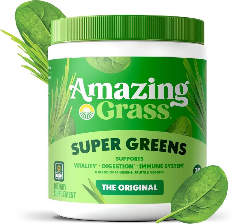 Superfood Greens Powder Blend with Organic Spirulina Chlorella Beet Root Digestive Enzymes and Probiotics, Daily Green Drink Mix for Energy Detox and Overall Wellness
