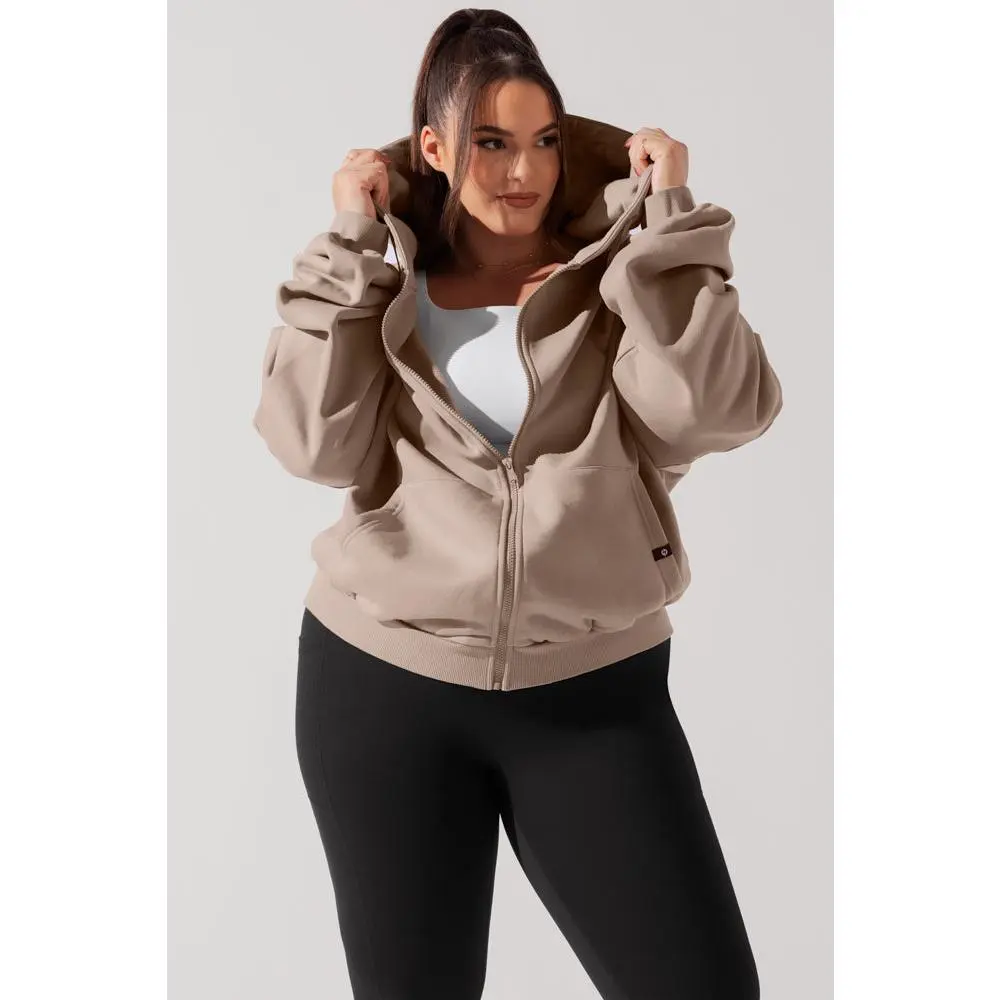 Zip Cloud Hoodie - Taupe (with toggles) Zip Cloud Hoodie - Taupe (with toggles)