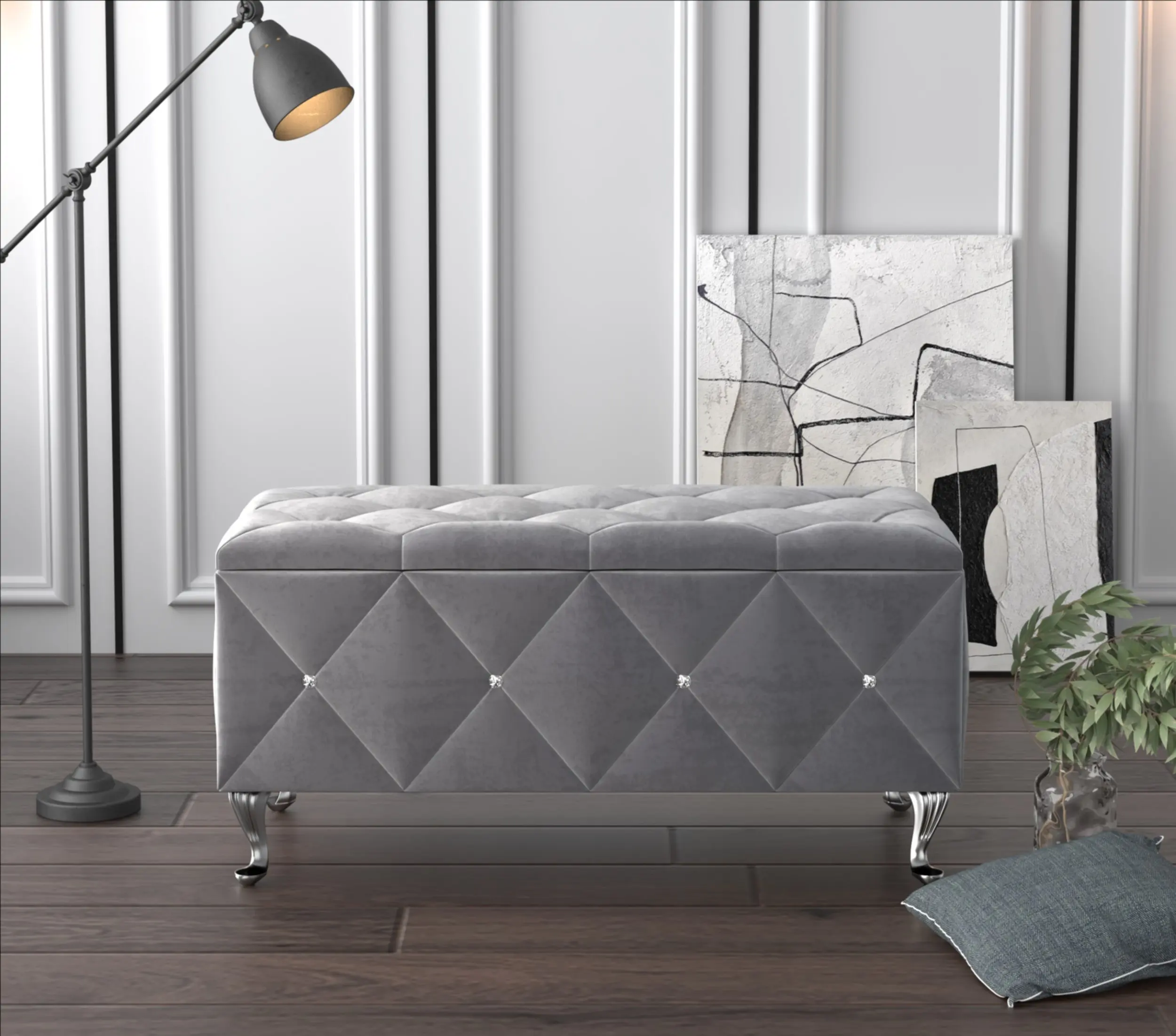 Favorer Bodhi Upholstered Flip Top Built-In Storage Bench - Luxurious Velvet Fabric, Foam-Filled Seat, Bottom Compartments, Living Room Decor, Living Room Furniture, Furniture Living Room