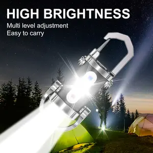 Rechargeable Mini Keychain Flashlight ,Super Bright,800 Lumens EDC Mini Flashlights, COB Keychain Work Light Flashlights 6 Light Modes, Bright Mini Keychain Light for Walking, Searching ,camping and Hiking boyfriend best gift（1/2/4pcs）