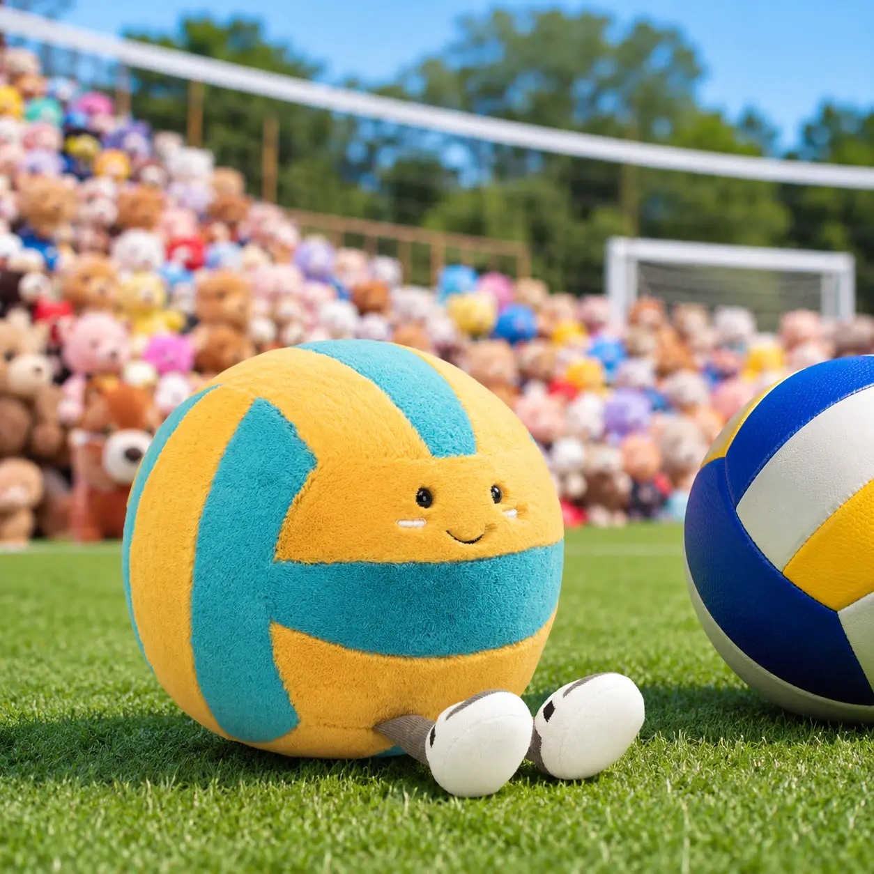 Cute Volleyball Plush Toy with Legs – Soft Stuffed Sports Ball Gift for Kids & Volleyball Fans