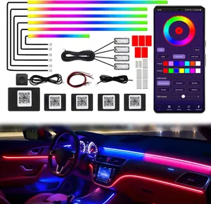 Dreamcolor Acrylic Interior Car LED Strip Light with Wireless APP, RGB 10 in 1 with 175 inches 593 LEDs Fiber Optic Ambient Lighting Kits, 16 Million Colors Sound Active Function Car Neon Lights