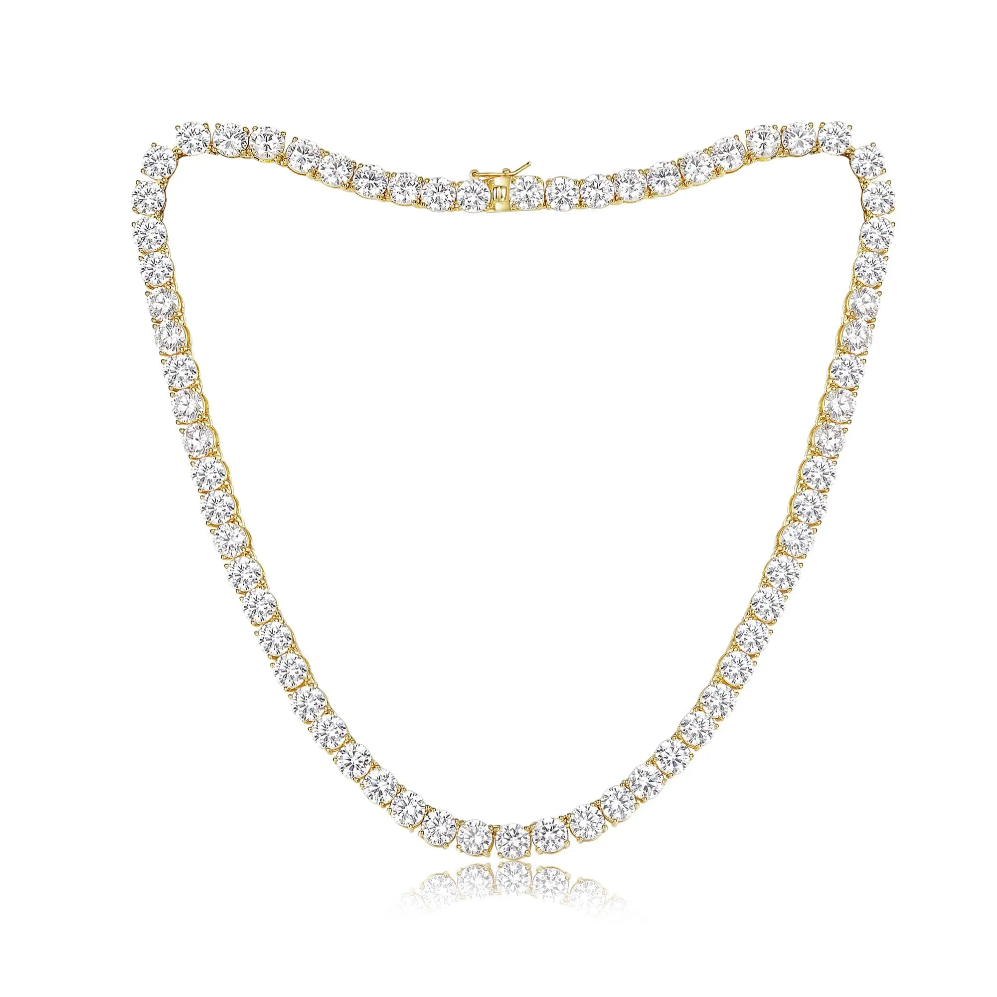 MDFUN 6mm CZ Tennis Necklace for Women & Men 18K White/Yellow Golden Plated Cubic Zirconia Tennis Chain Classic Sparkling Jewelry 16–24 Inch