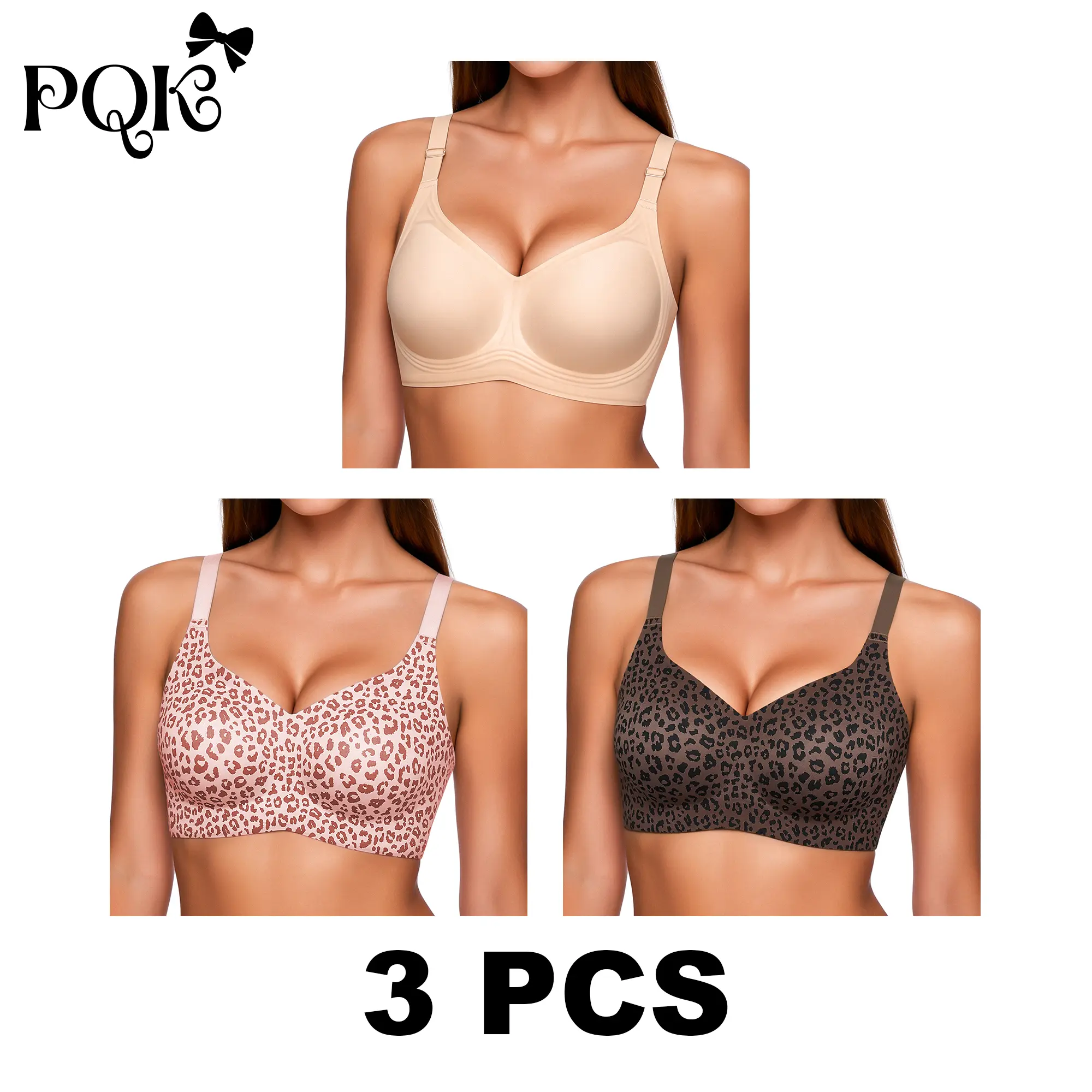 3 PCS (Pink Leopard+Coffee Leopard+Nude)
