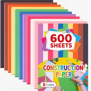 Construction Paper Assorted Colors, (600 Sheets) 8 Bright Colors, 9x12 Bulk Craft Paper, Standard Weight Construction Paper, Color Paper for Kids Arts & Crafts and School Projects, by Enday