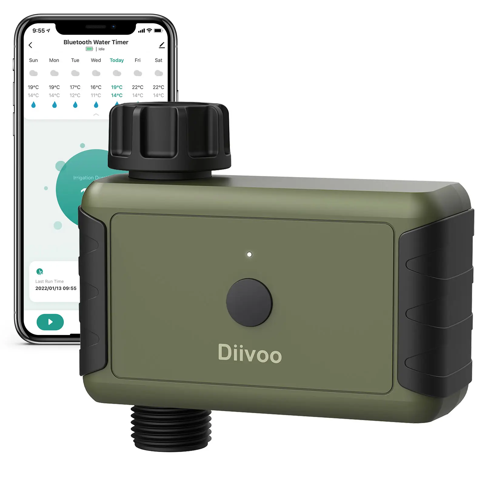 Diivoo Smart Water Timer for Garden Hose, 2.4 GHz WiFi Only Sprinkler lrrigation Timer with Timing, Frequency,Duration and Rain Delay, Working Range i