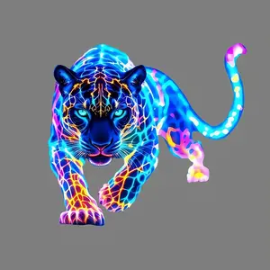 Vibrant Glowing Leopard Print Vinyl Sticker, PVC Sticker for Cars Laptops Motorcycles Trucks Suvs, Colorful Neon Design