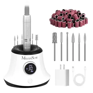 MelodySusie Rechargeable Desktop Nail Drill,Professional 30000RPM Electric Nail File for Acrylic & Gel Nails Removal,SC320G Cordless E-File Machine with LED Display for Manicure Salon & Home