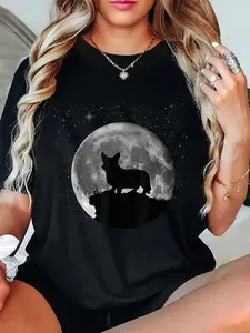 100% Cotton Welsh Corgi Pembroke Welsh Corgi Cardigan Unisex-Adults, Black T-Shirt