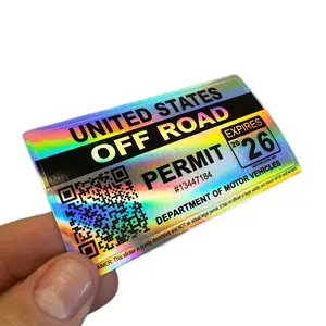 Holographic Vinyl 2" x 4" Off Road Permit Decal Sticker - High Quality, Not Legal Permit, No Legal Value or Authorization
