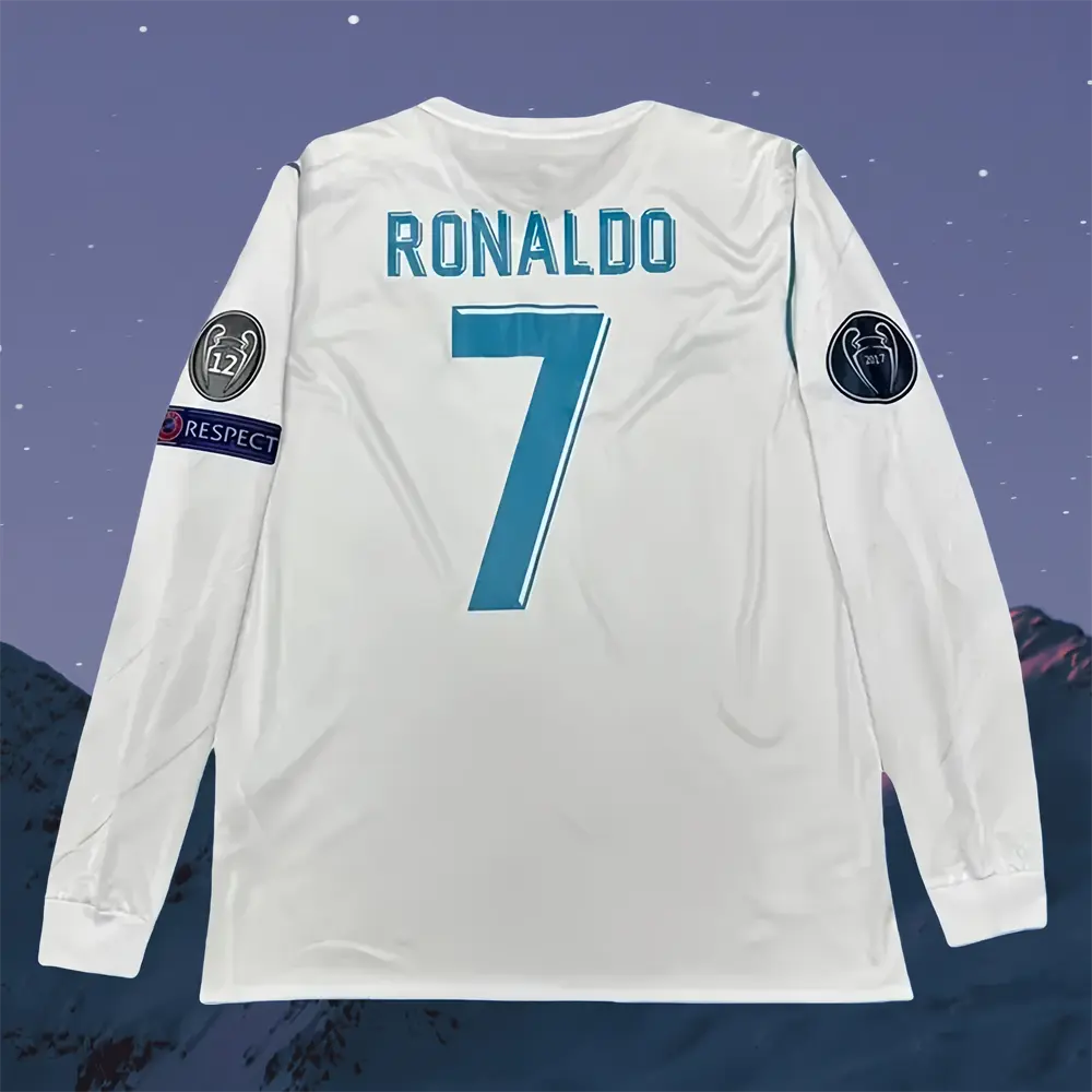 17–18 Home White No. 10 Ronaldo Long-Sleeve Soccer Jersey