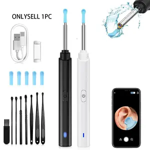USB rechargeable smart visual ear scoop, Visual Earwax Cleaner, smart visual earwax removal kit, Ear Cleaner Camera, comes with an eight piece set and replaceable silicone ear scoop head
