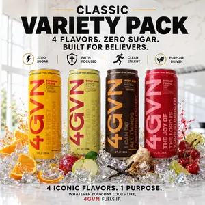 4GVN Classic Variety Pack Fizzy Fruit Soda Beverage I 4 Flavors in 1 Pack Natural Drink