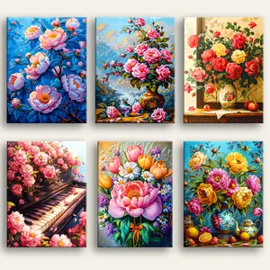 Flower DIY Paint By Numbers Kit-Framed & Unframed (Easy painting for All Ages) Gift Box Brushes