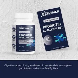 Xcentials Probiotic – 40 Billion CFU with Lactobacillus & Bifidobacterium – Time-Release Capsules for Digestive & Immune Health – Vegan, Gluten-Free – 60 Count