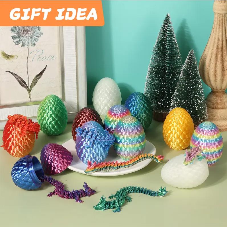 3D Printed Dragon Eggs with Dragon Inside, Easter Egg Stuffers, Articulated Dragon Fidget Toy for Kids Boys Girls, Mystery Dragon Eggs for Boys Girls Birthday Gifts