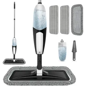 Microfiber Wet Dry Spray Mop for Floor Cleaning, 360° Swivel Lightweight Flat Mop for Hardwood Laminate Tile Wood Vinyl, with 3 Washable Reusable Pads & Refillable Bottle