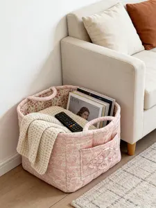 Elegant Home Storage Bag Organizer Multipurpose Foldable Collapsible Storage Baskets for Clutter Organization, Perfect for Living Room & Bedroom Use