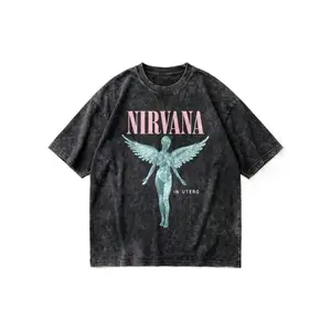 Nirvanas In Utero Graphic Tee Cotton Shirt Unisex Couple Matching Boyfriend Style Anatomical Angel Print Acid Washed Grunge Aesthetic 9s Alternative Music Summer Outfits Graphic Tees Men Oversized T Shirt Summer Clothes Men Fall Clothes Men Winter
