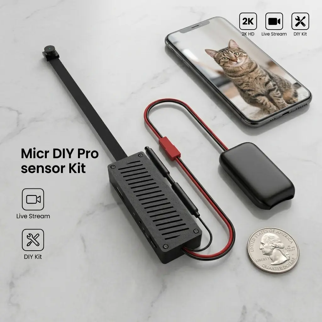 Ultra-Compact DIY Wireless Smart Module, 2K HD Live View Vision Sensor with Battery Setup & App Control for Pet Vlog & Home DIY campingessentials