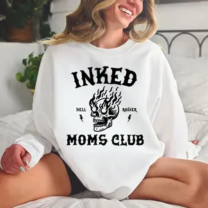 Inked Moms Club Sweatshirt, Tattoo Mom Crewneck, Hell Raiser Mom Design, Gothic Alternative Mommy Style, Edgy Mom Pullover, Cool Mommy Gift, Unisex Sweater Pullover Tee