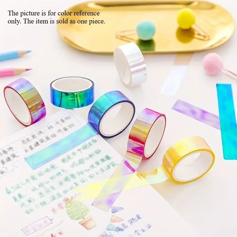 1pc/196.85 inch Laser Glitter Tape, Decorative Tape, Girl Album Stationery Tape Stationery Stickers, Photo Diary, Perfect for DIY Crafts, Scrapbooking, Scrapbooks, Gift Wrapping, etc!